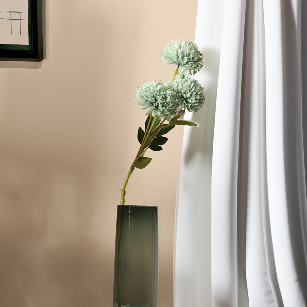 Pompon Chrysanthemum Faux Stem - Aqua
