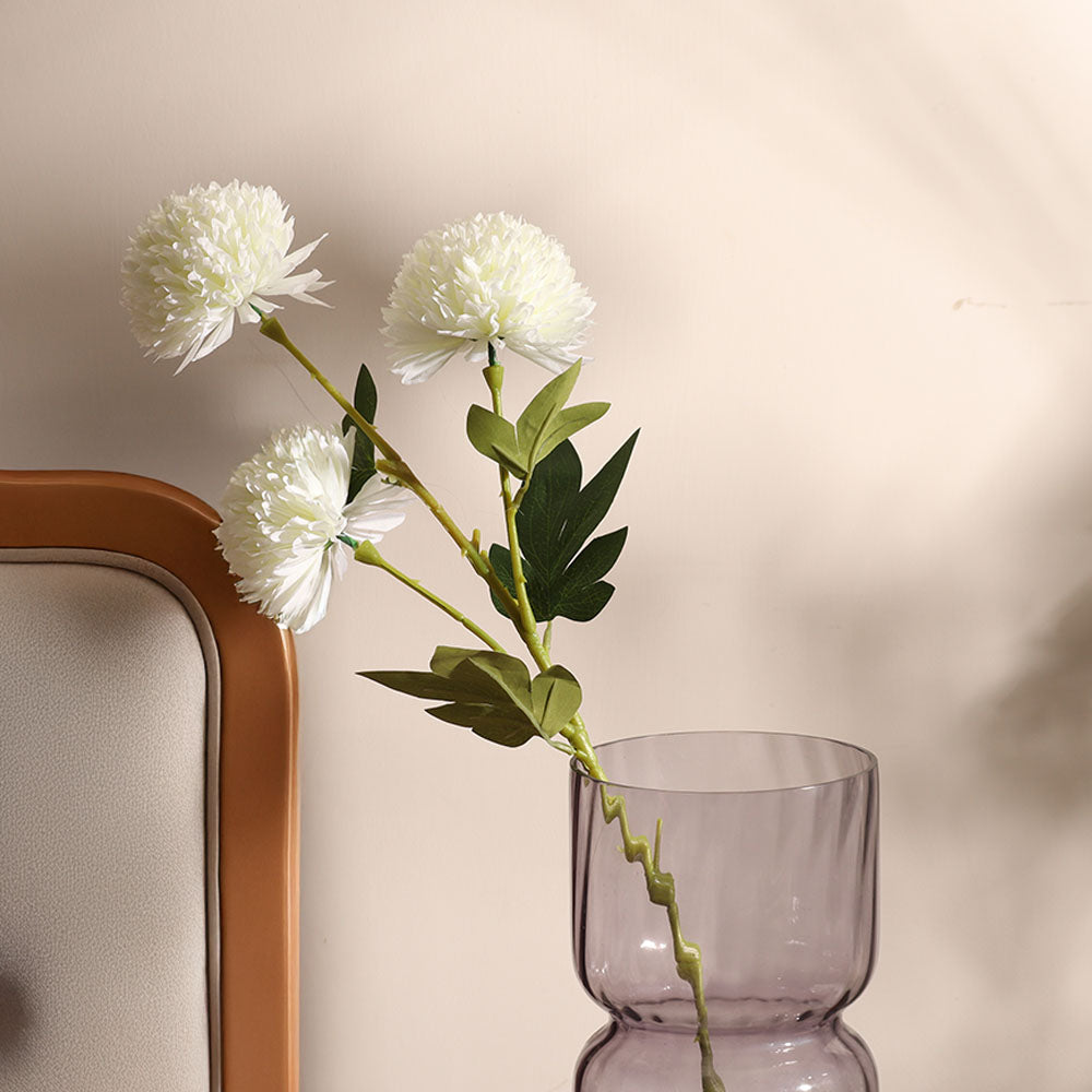 Pompon Chrysanthemum Faux Stem - White