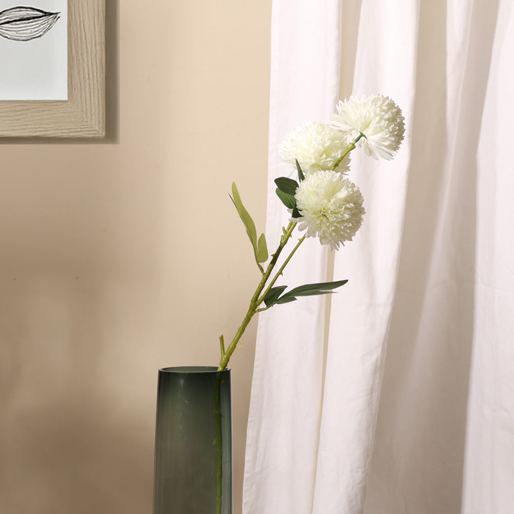 Pompon Chrysanthemum Faux Stem - White