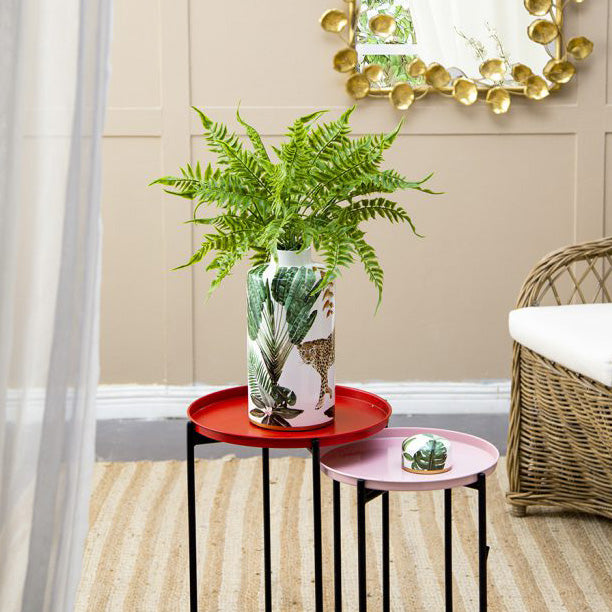 Porcelain Lidded Jar Tall - Jaguar Jungle