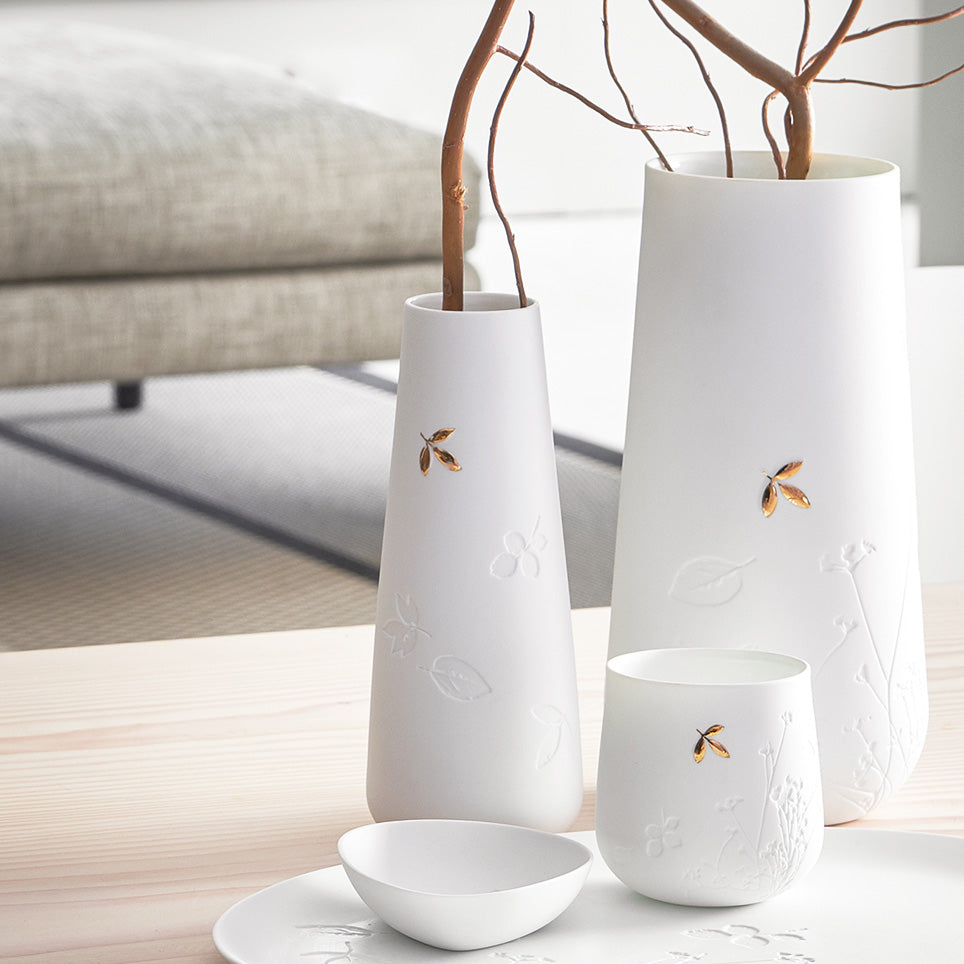 Porcelain Vase Large - Golden Leaf