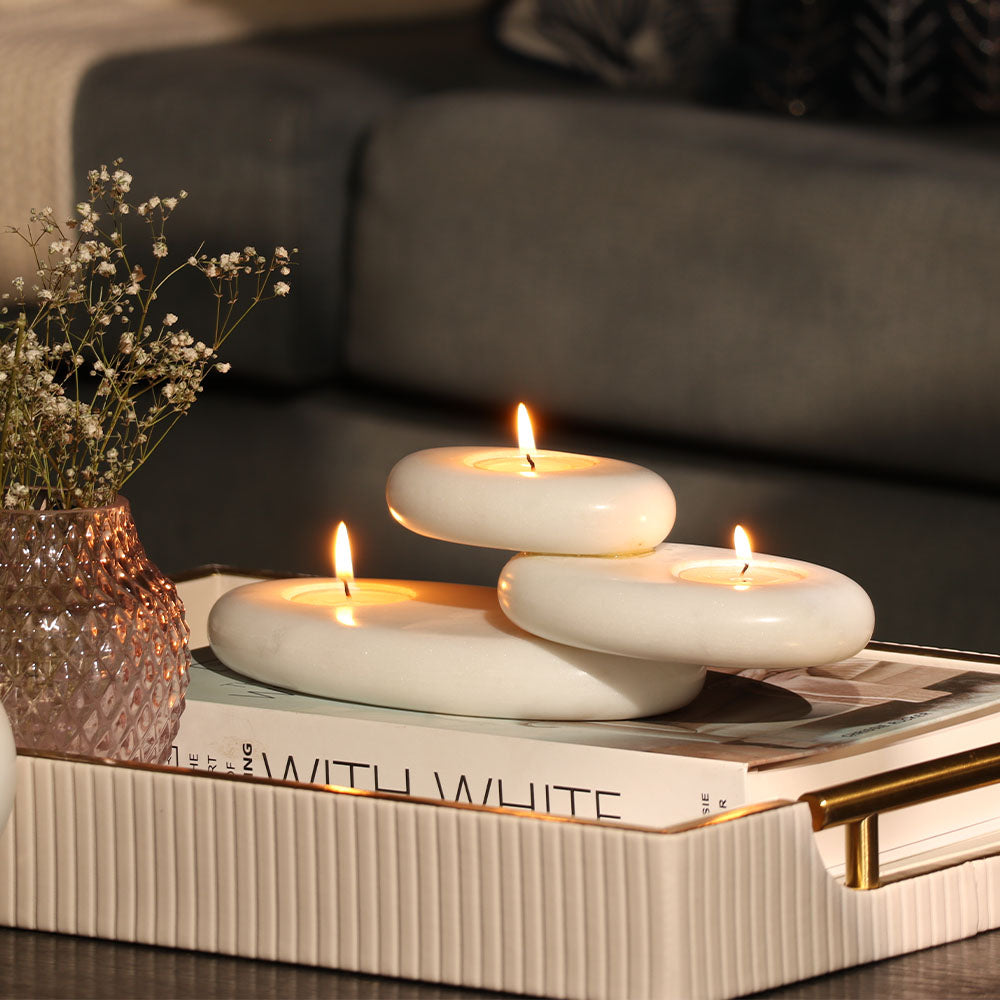 Portia Tiered Tealight Holder - White
