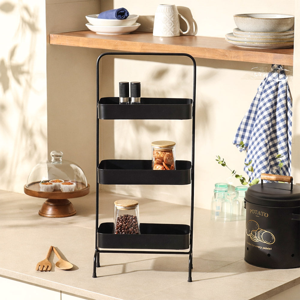 Posta 3-Tier Metal Shelf - Black