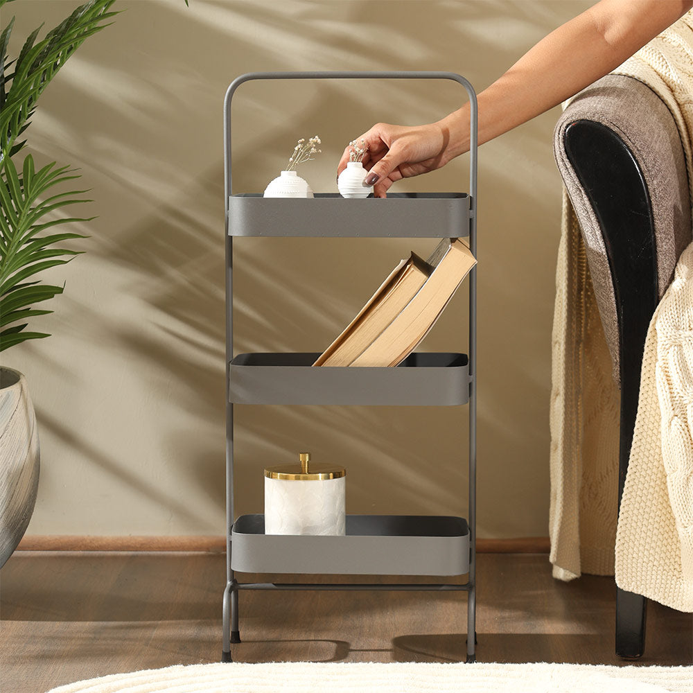 Posta 3-Tier Metal Shelf - Grey