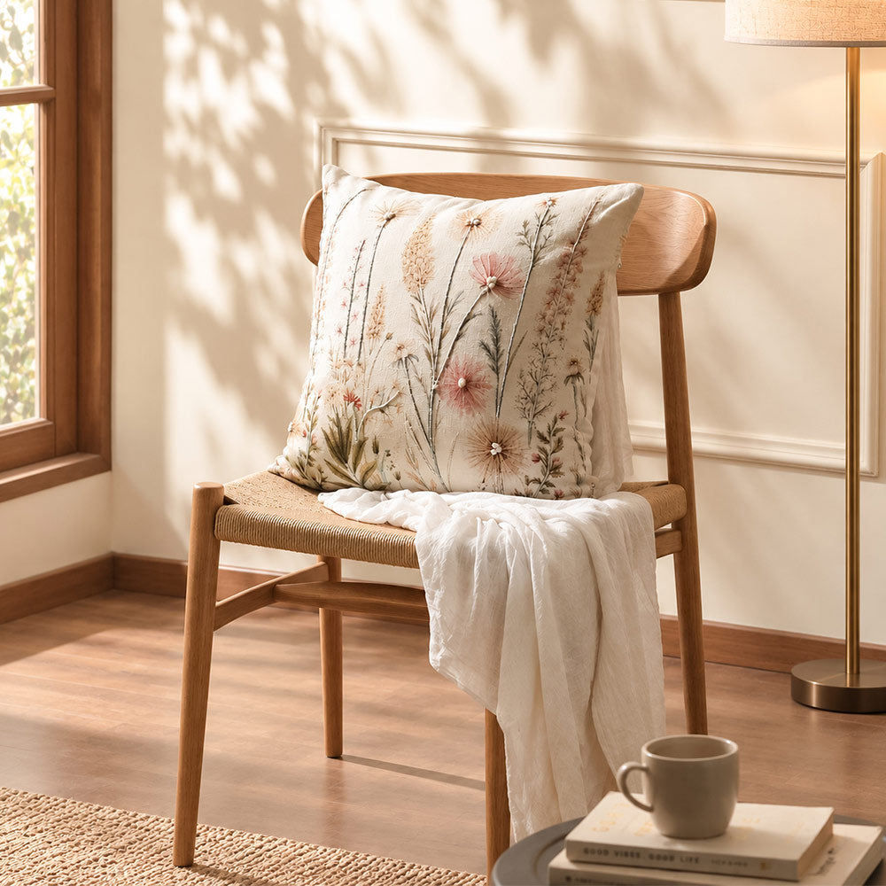 Prairie Embroidered Cushion Cover 45x45cm - Multicolor