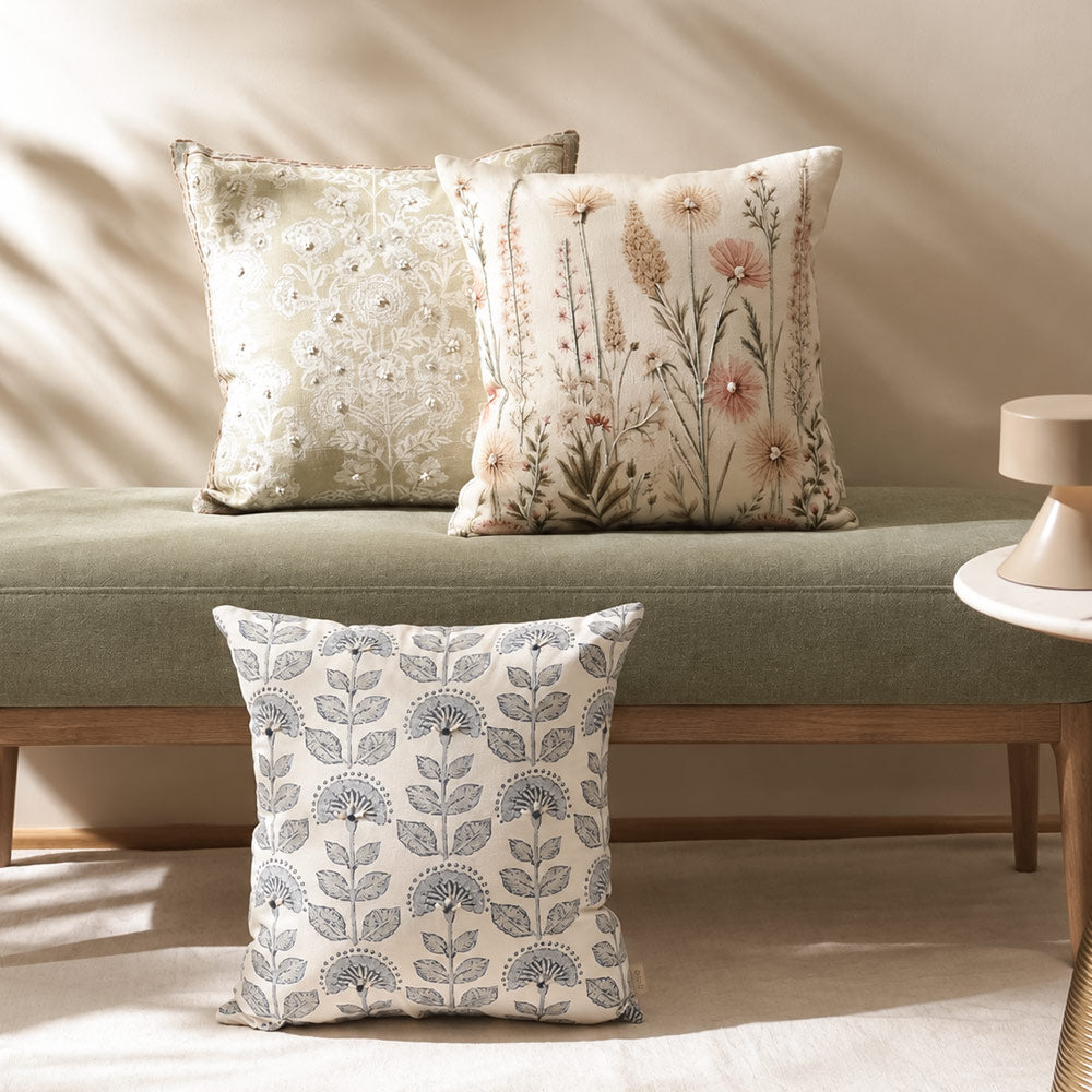 Prairie Embroidered Cushion Cover 45x45cm - Multicolor