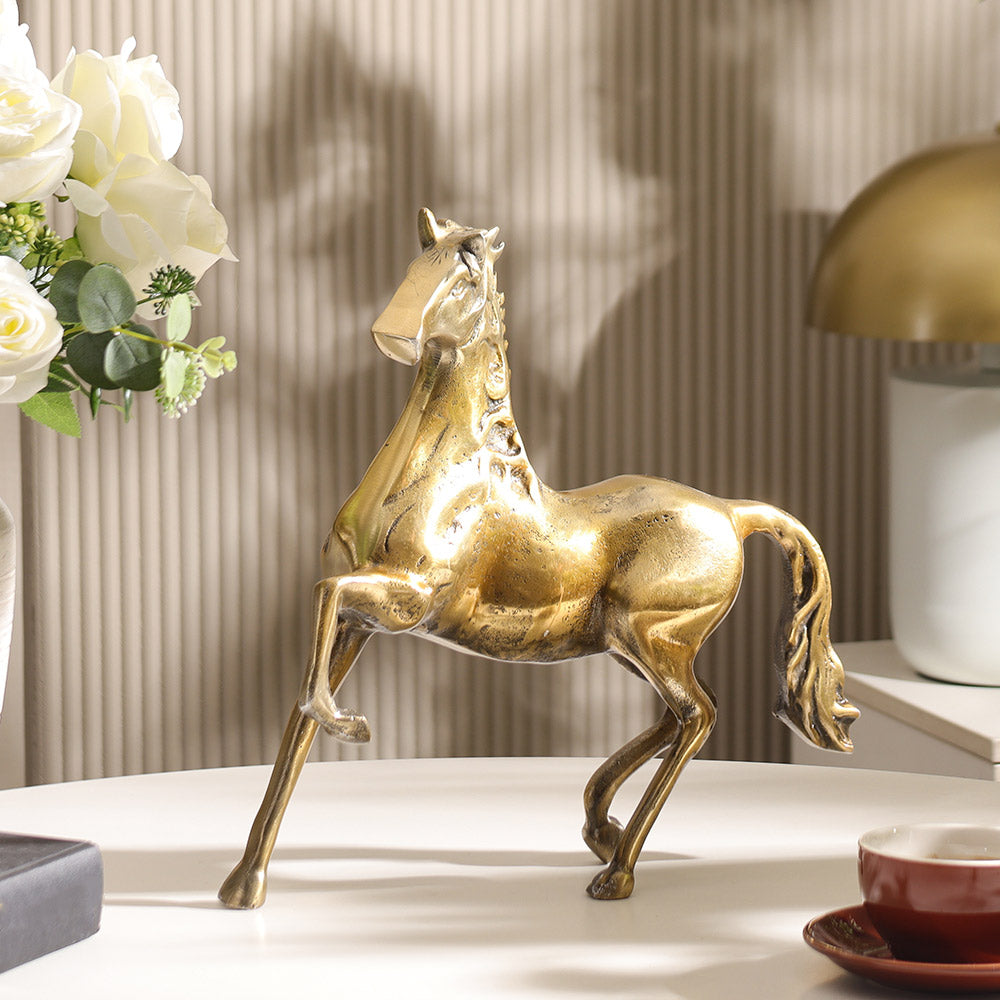 Prancing Horse Metal Sculpture - Gold