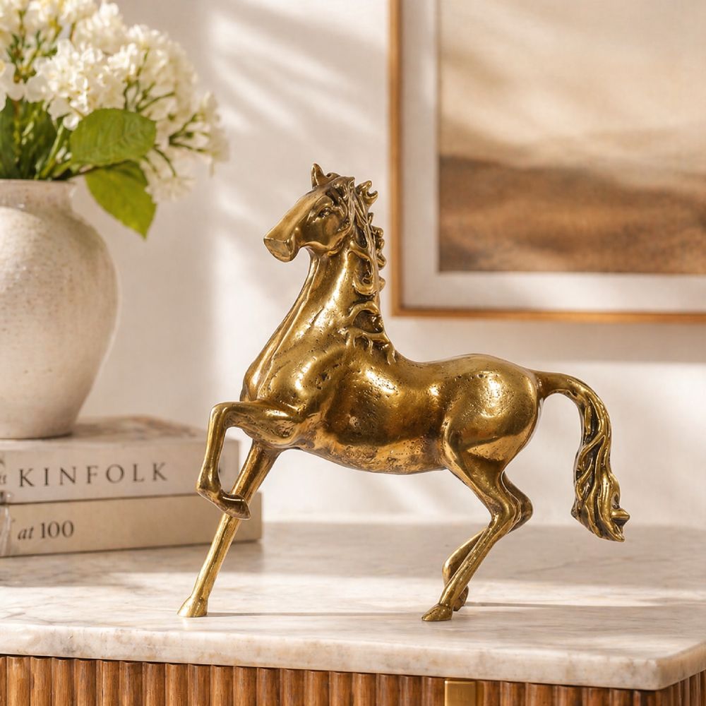 Prancing Horse Metal Sculpture - Gold