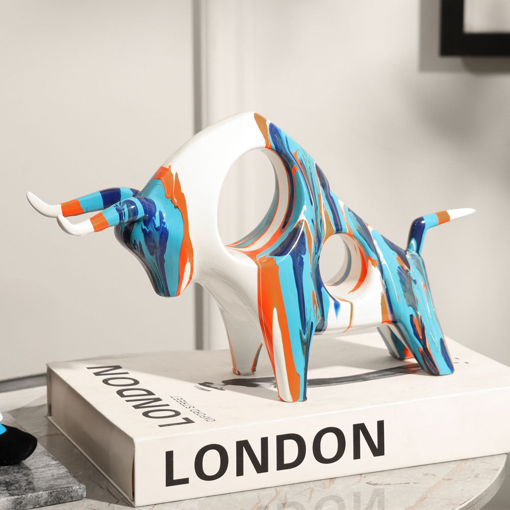 Prime Bull Decorative Sculpture - Splash Blue