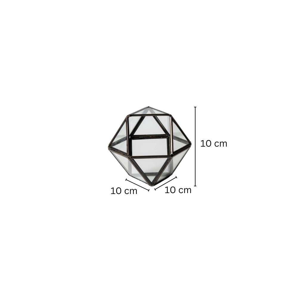 Prism Glass Tealight Holder - Black