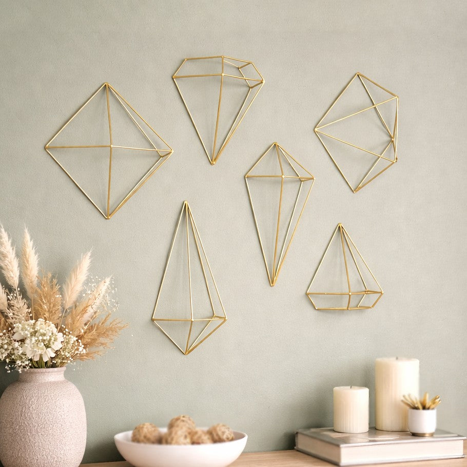 Prisma Wall Decor, Set of 6 - Brass