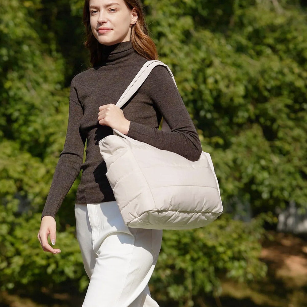 Puffy Work Tote Bag - Light Beige