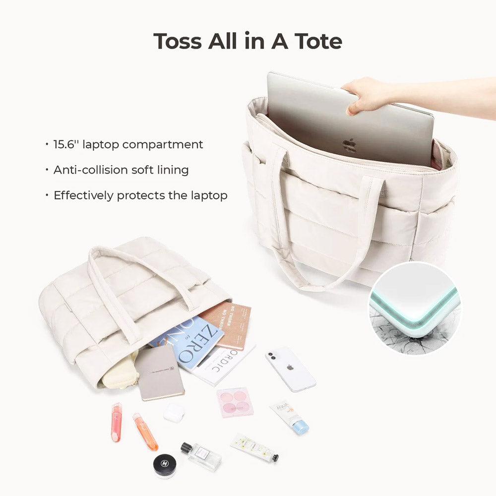 Puffy Work Tote Bag - Light Beige