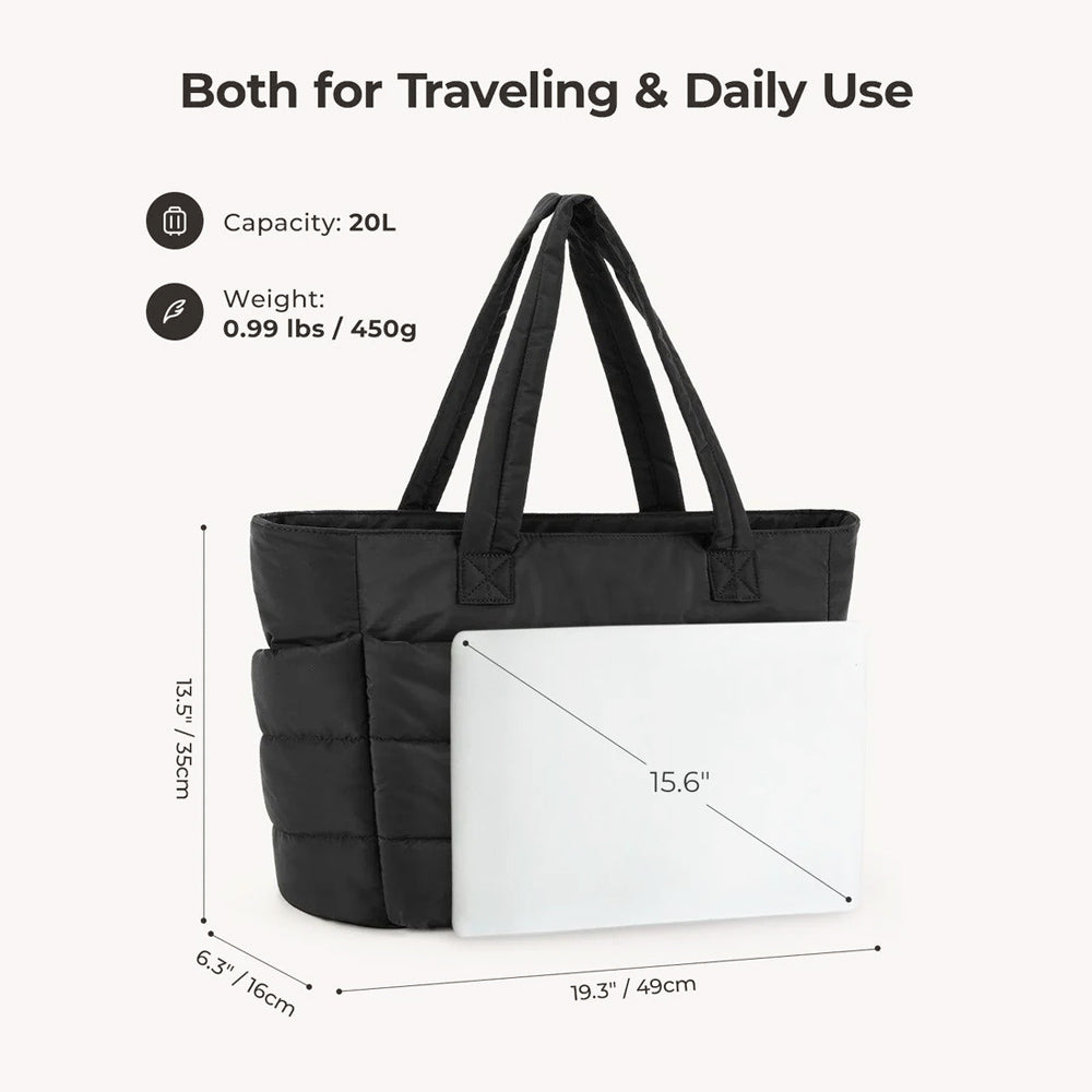 Puffy Work Tote Bag - Black