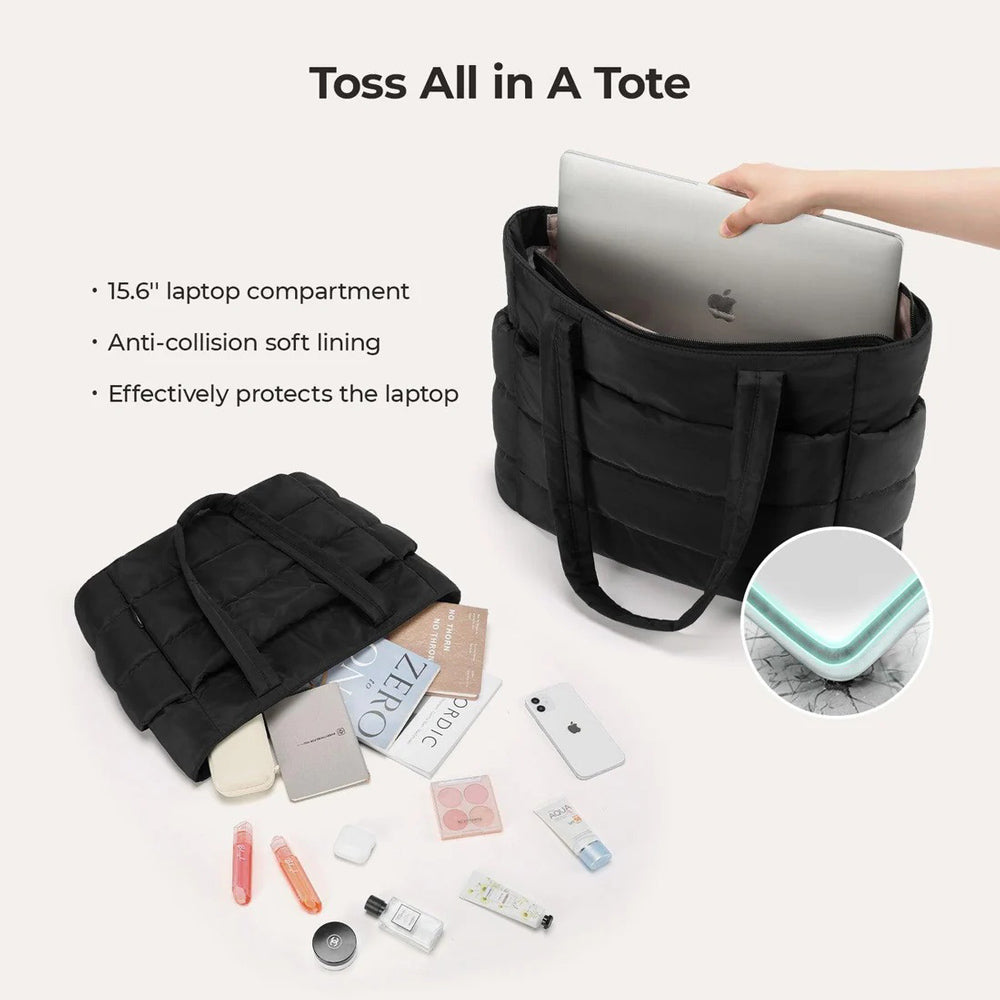 Puffy Work Tote Bag - Black