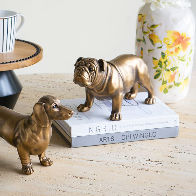 Pug Sculpture Medium - Dull Gold