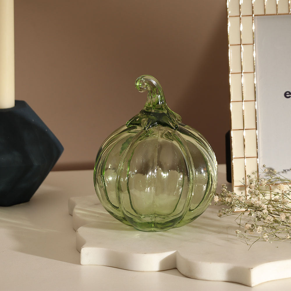 Pumpkin Glass Accent Medium - Forest Green