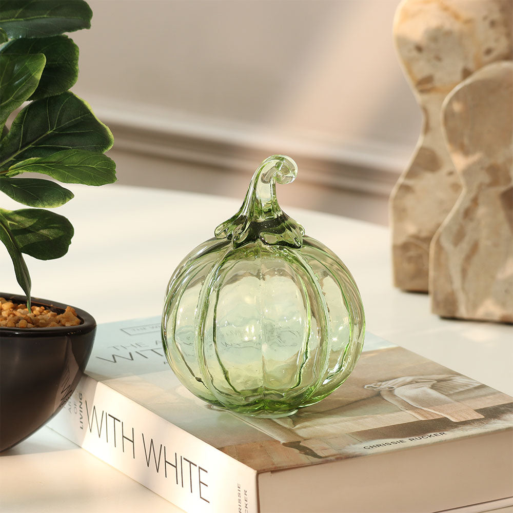 Pumpkin Glass Accent Medium - Forest Green