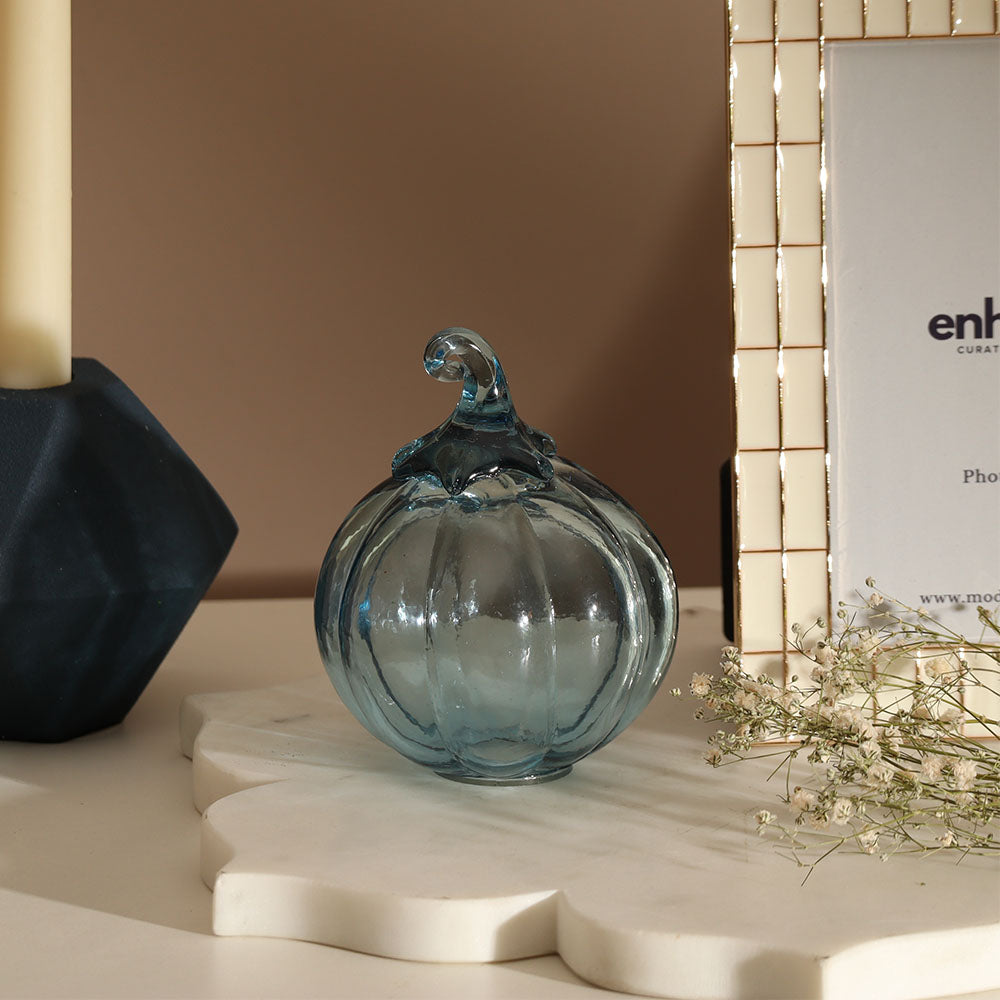 Pumpkin Glass Accent Small - Aqua