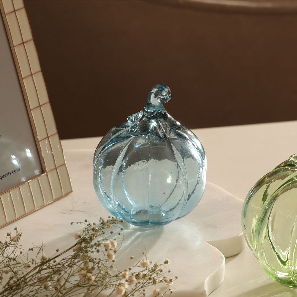 Pumpkin Glass Accent Small - Aqua