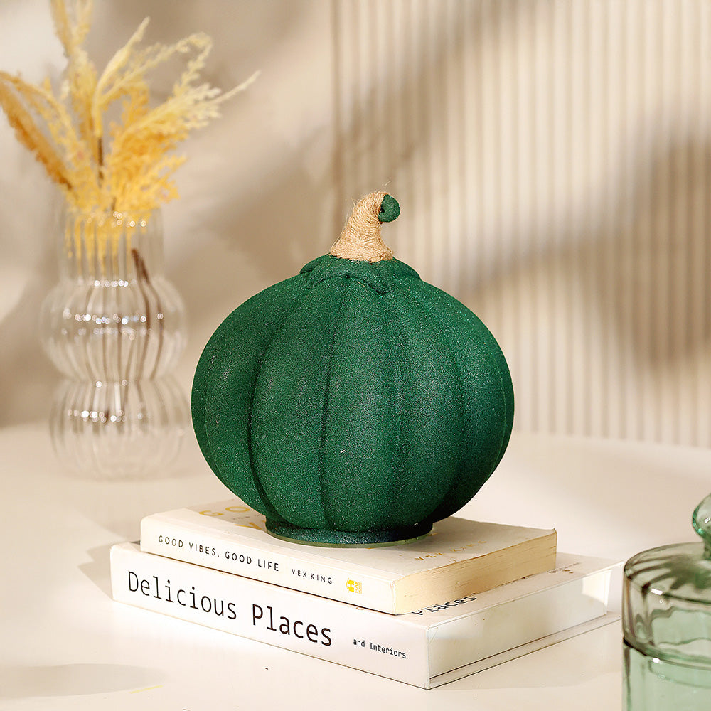 Pumpkin Glass Decorative Accent - Emerald Green