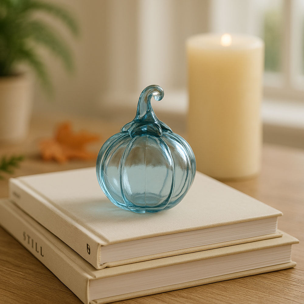 Pumpkin Glass Accent Small - Aqua
