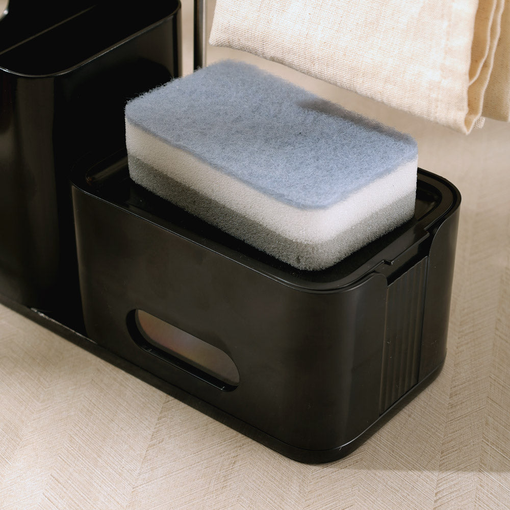 Purex Sink Organiser with Soap Dispenser & Towel Rack - Black