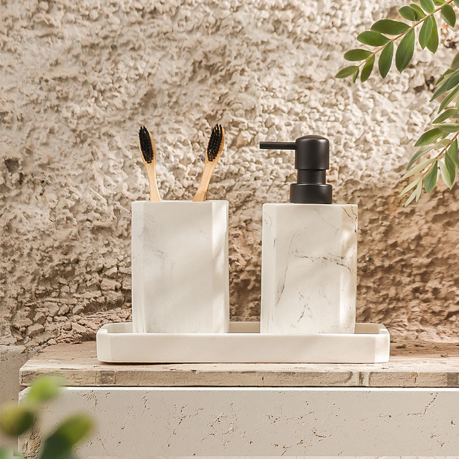 Puro 3-piece Bathroom Set - Marbled White