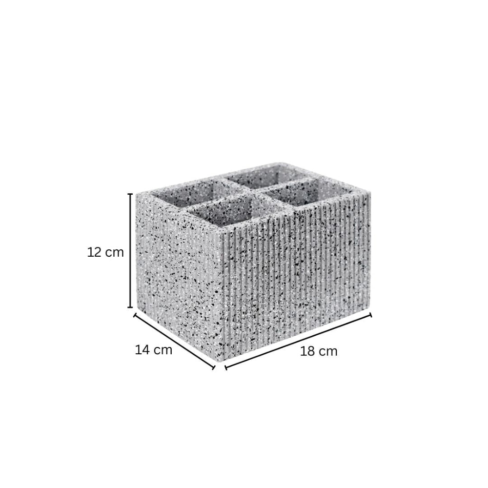 Quad Concrete Cutlery Holder - Speckled Grey