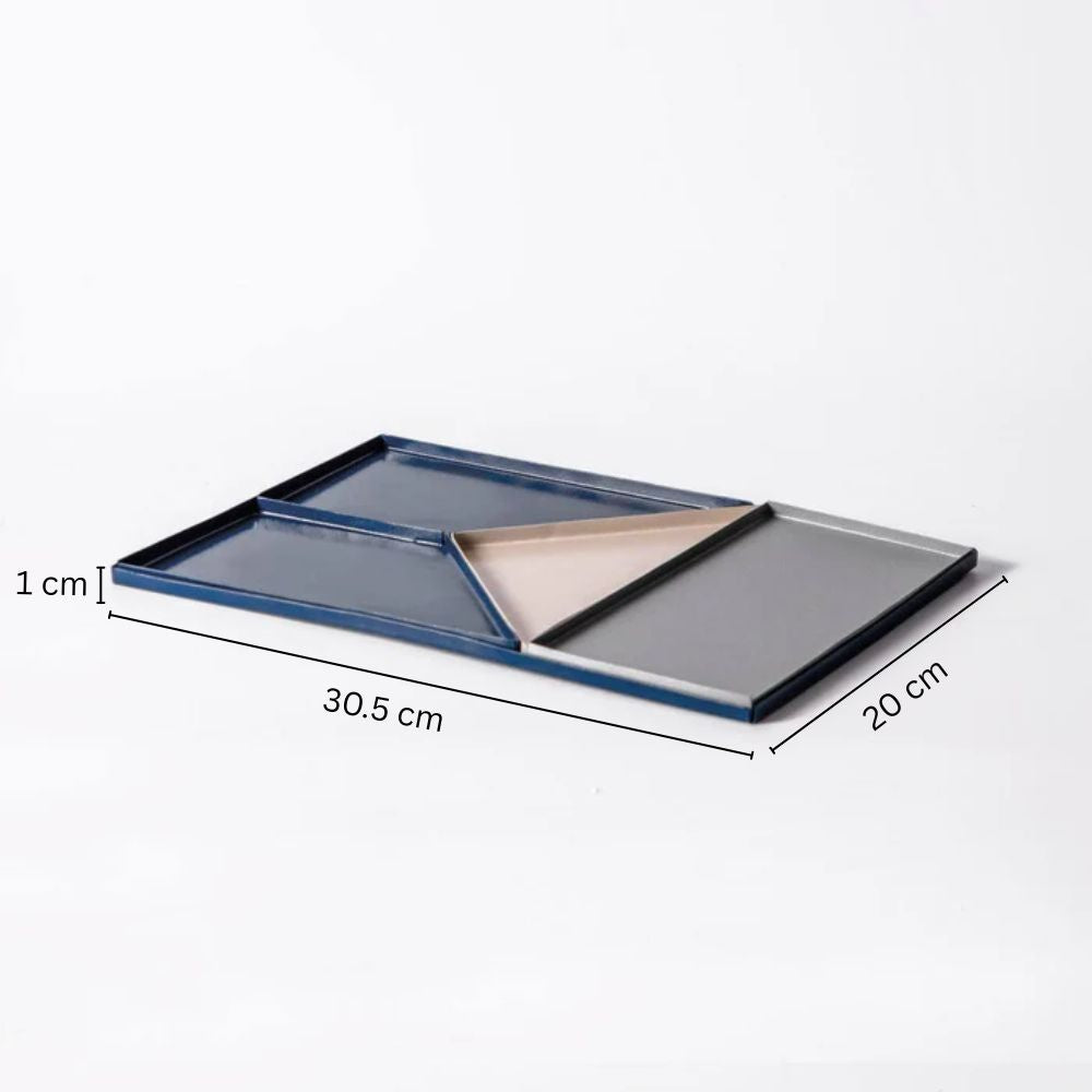 Quattro Metal Desk Tray Set - Blue Taupe