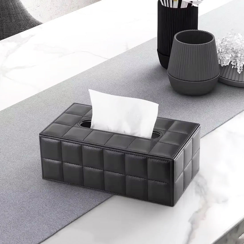 Quilted Tissue Box Holder - Black