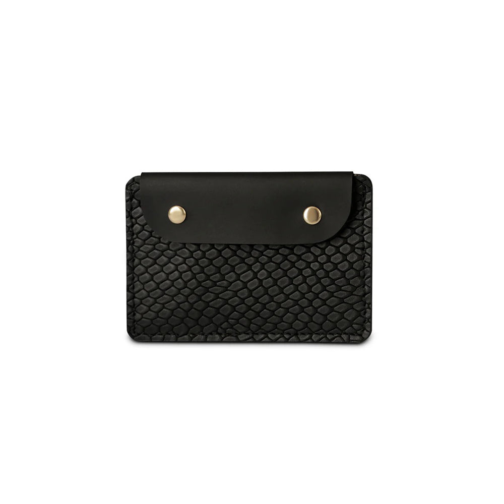 Quinn Croc Card Case - Black