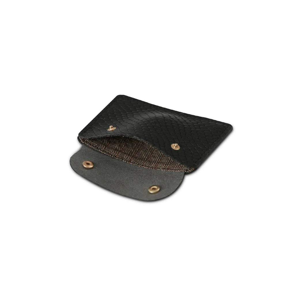 Quinn Croc Card Case - Black