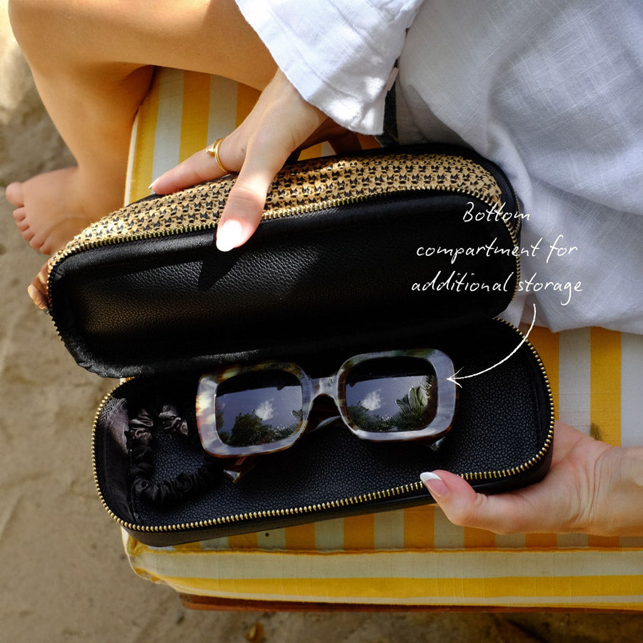 Raffia Cosmetic Bag - Black