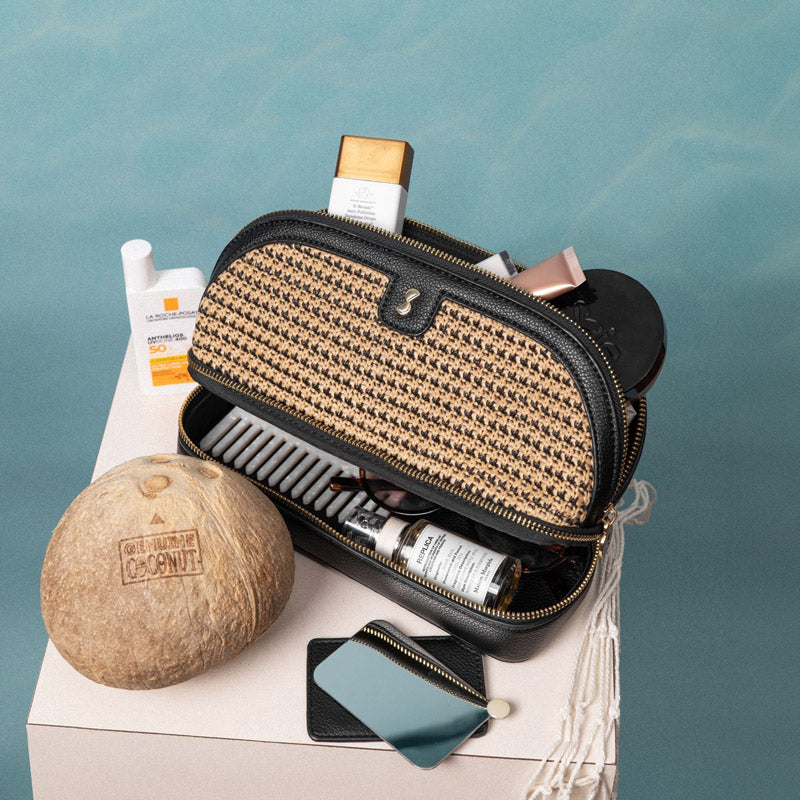 Raffia Cosmetic Bag - Black