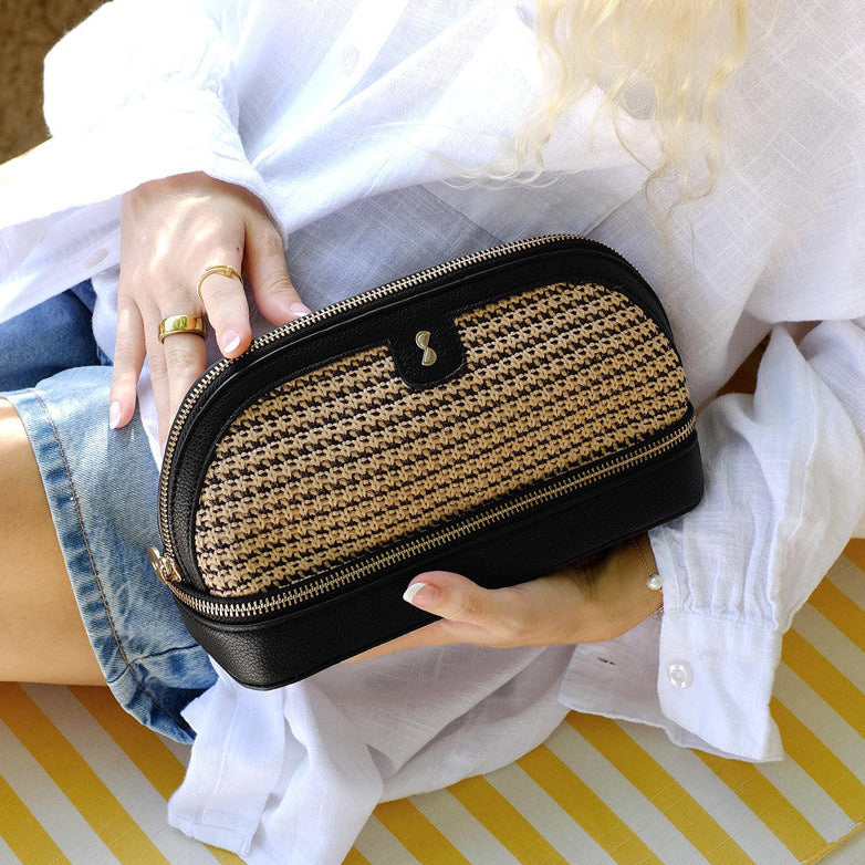 Raffia Cosmetic Bag - Black