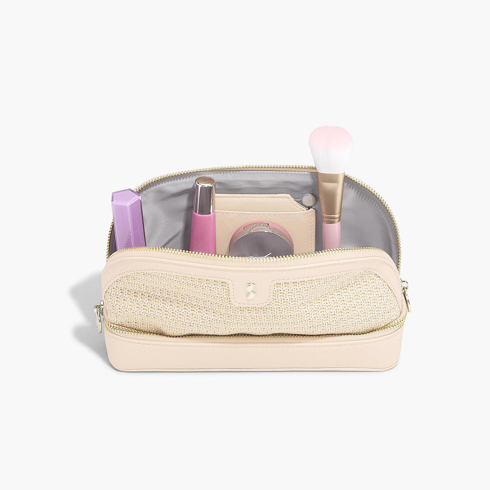 Raffia Cosmetic Bag - Blush Pink