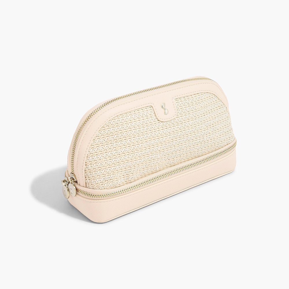 Raffia Cosmetic Bag - Blush Pink