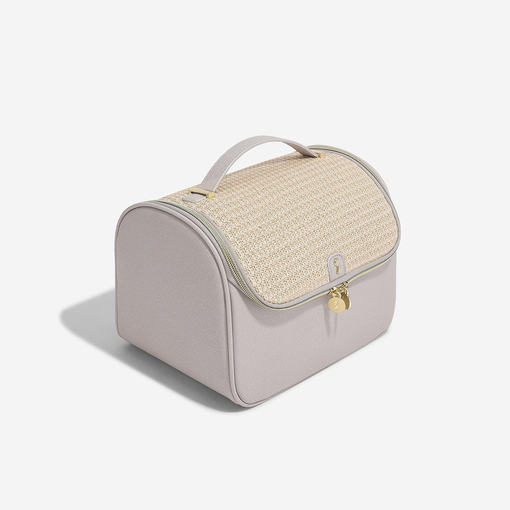 Raffia Cosmetic Case Large - Taupe