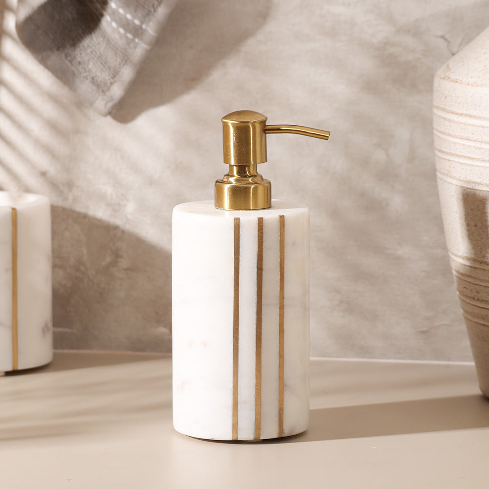 Raya Marble Soap Dispenser - White Gold