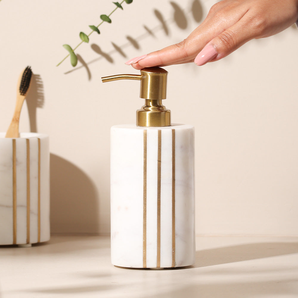 Raya Marble Soap Dispenser - White Gold