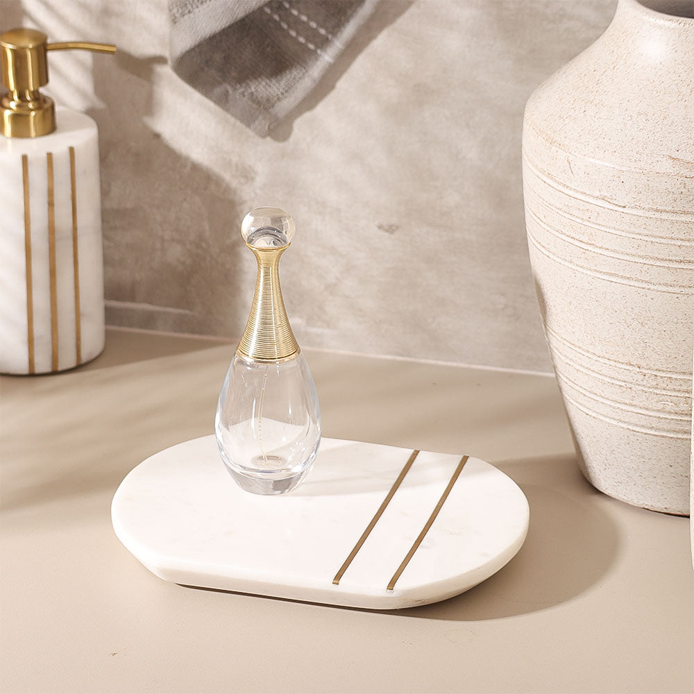 Raya Marble Valet Tray - White Gold