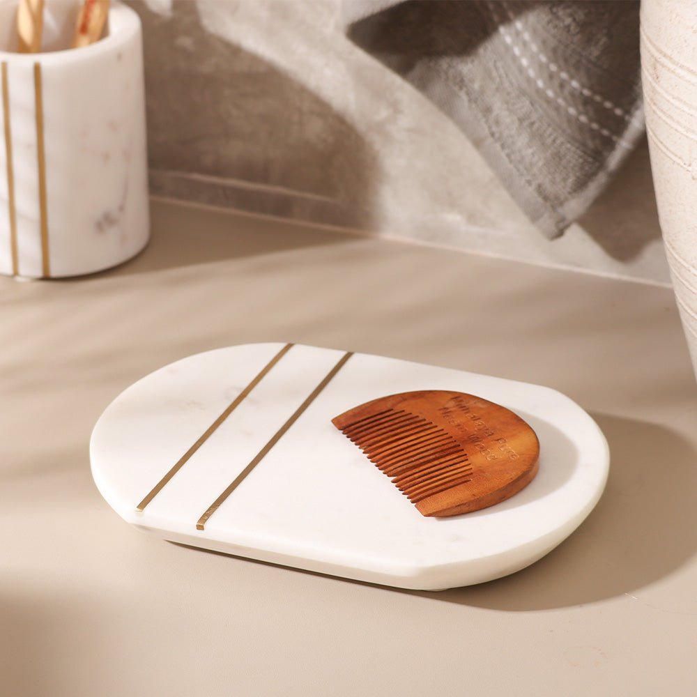 Raya Marble Valet Tray - White Gold