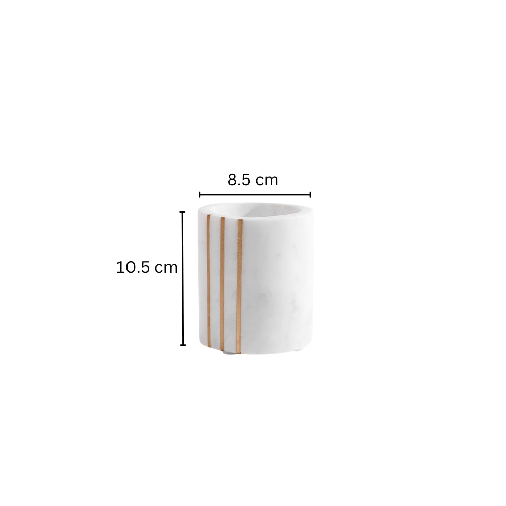 Raya Marble Toothbrush Tumbler - White Gold