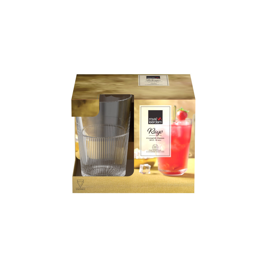 Rayo Longdrink Glasses 360ml, Set of 4