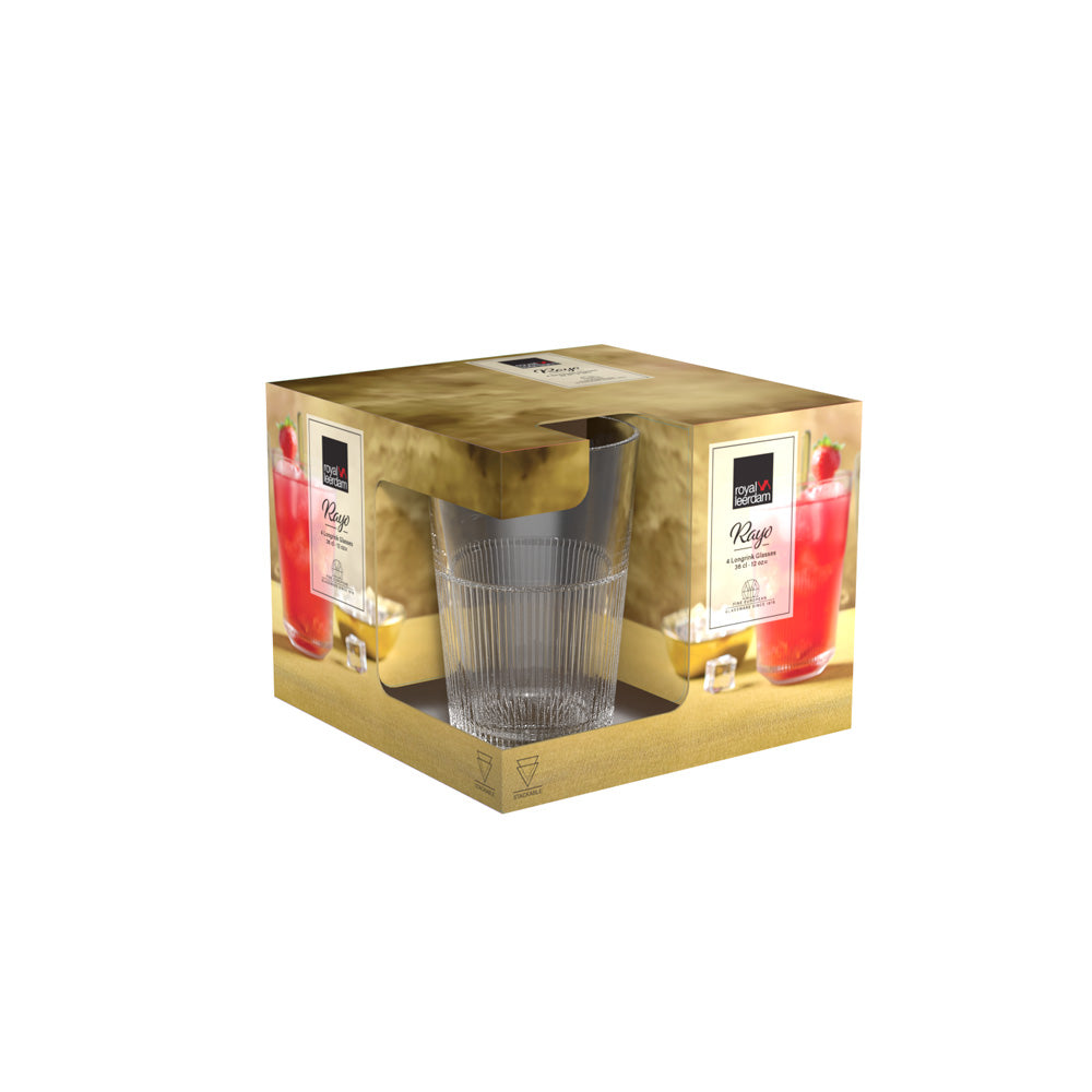 Rayo Longdrink Glasses 360ml, Set of 4