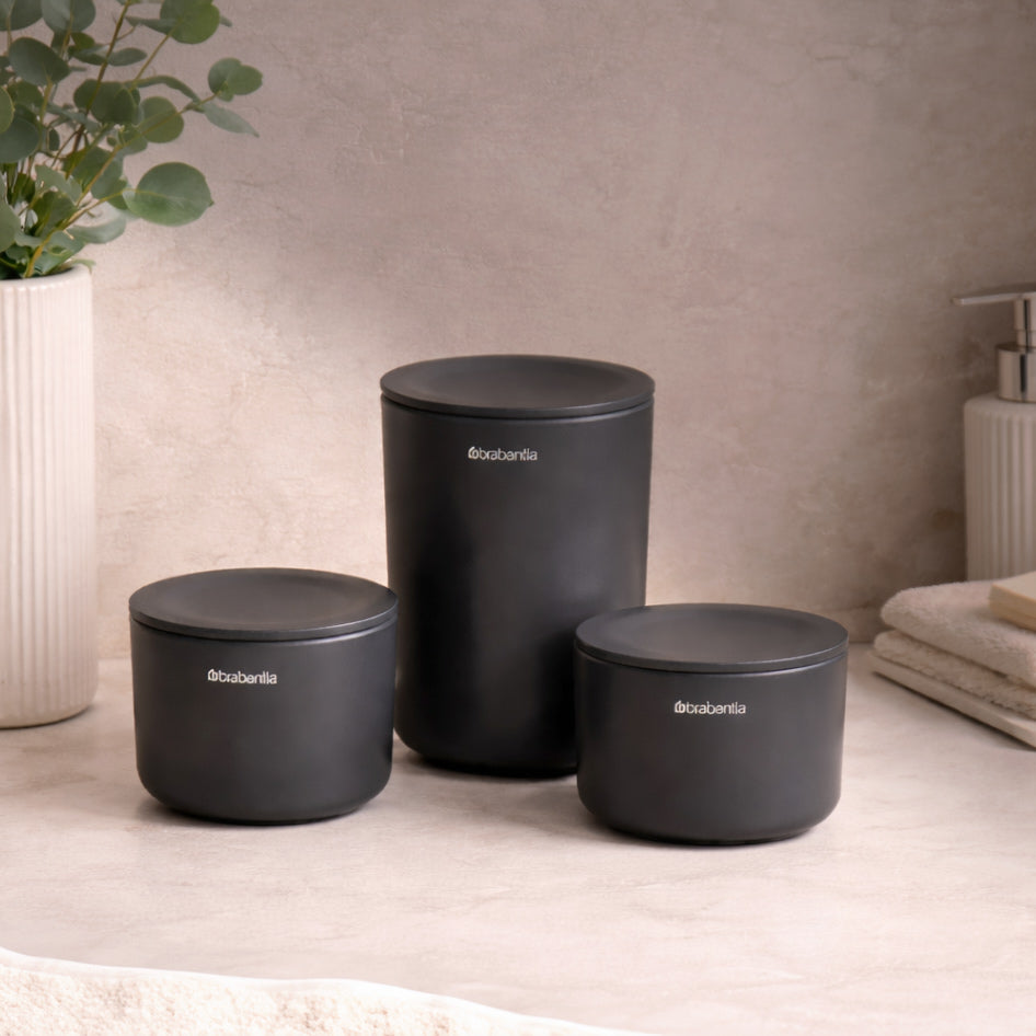 ReNew Bathroom Storage Pots, Set of 3 - Dark Grey