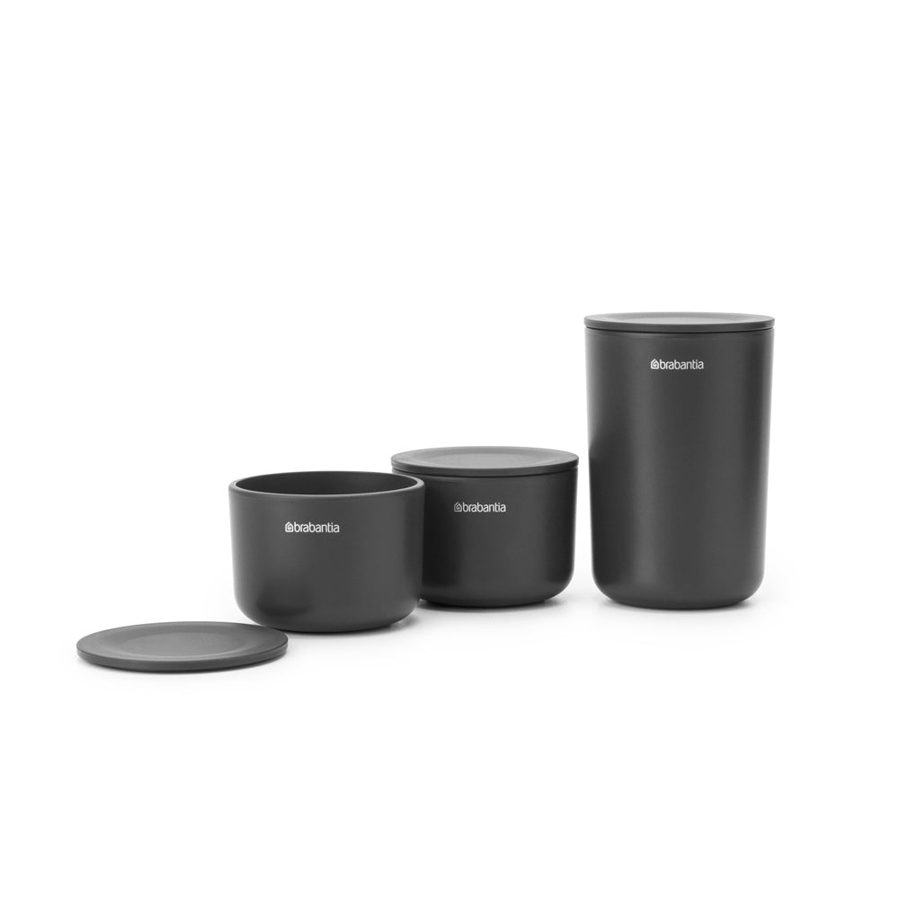 ReNew Bathroom Storage Pots, Set of 3 - Dark Grey
