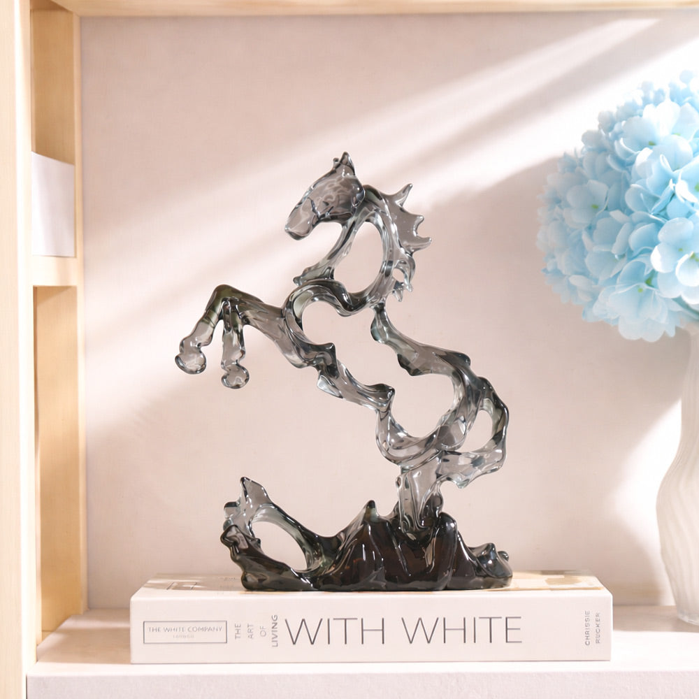 Rearing Hollow Horse Sculpture - Smoke Blue