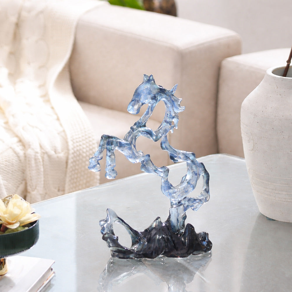 Rearing Hollow Horse Sculpture - Smoke Blue